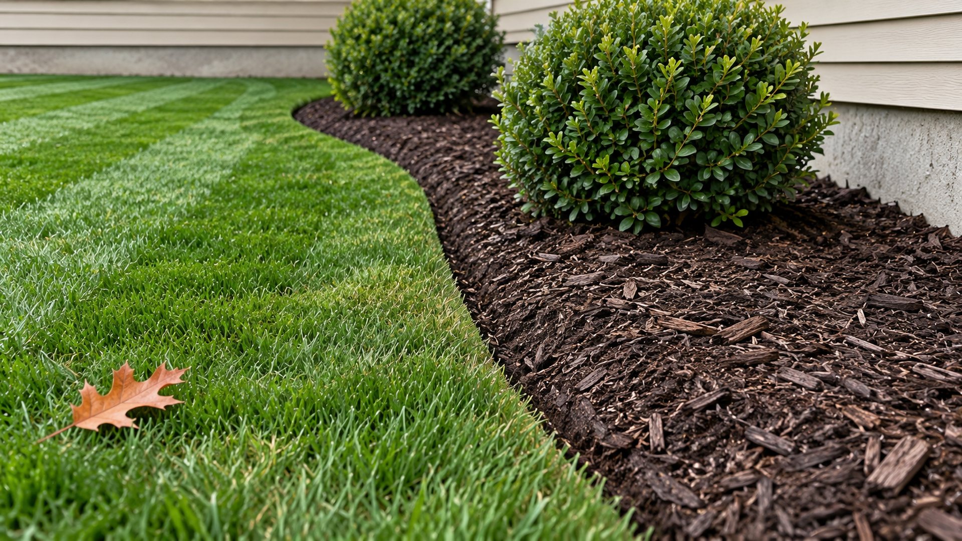 Bed edging and mulch, after: the finished job